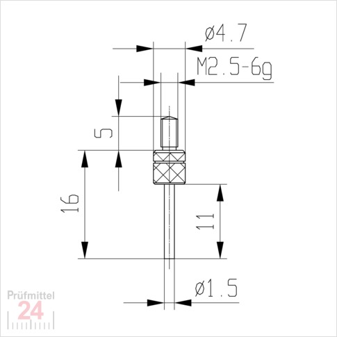 Messeinsatz für Messuhr Ø 1,5 mm Typ: 105
Hartmetall  573/14 H
