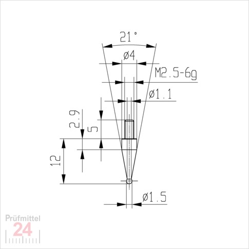 Messeinsatz für Messuhr Ø 1,5 mm Typ: 108
Stahl rostfrei  573/18 1,5
