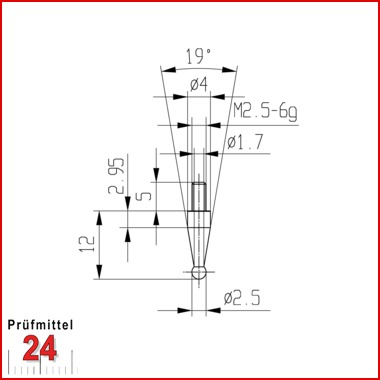 102 Stahl rostfrei  573/11 25 Messeinsatz für Messuhr Ø  25 mm Typ 