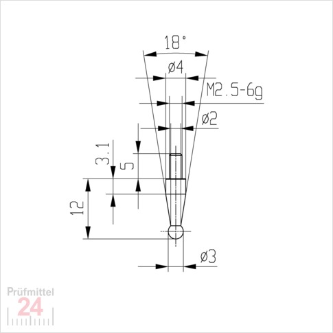 Messeinsatz für Messuhr Ø 3,0 mm Typ: 108
Stahl rostfrei  573/18 3
