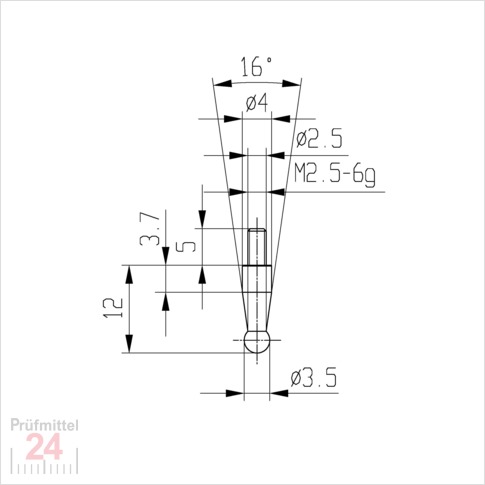 Messeinsatz für Messuhr Ø 3,5 mm Typ: 108
Stahl rostfrei  573/18 3,5
