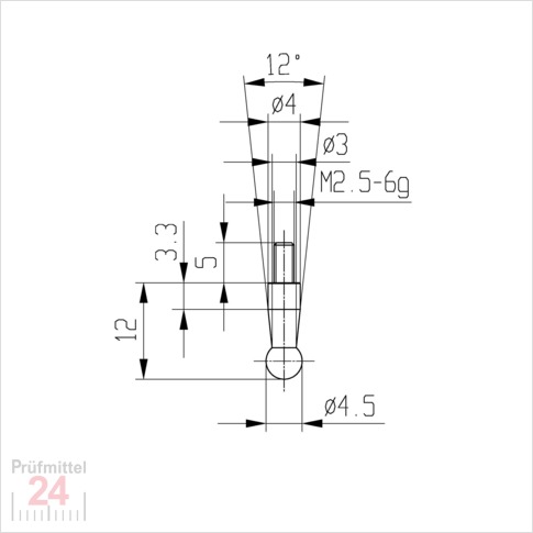 Messeinsatz für Messuhr Ø 4,5 mm Typ: 108
Stahl rostfrei  573/18 4,5
