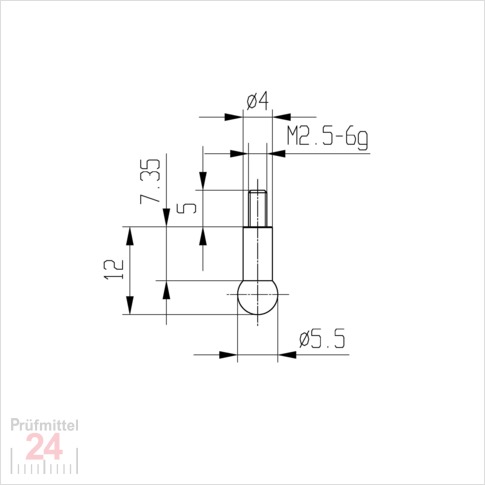 Messeinsatz für Messuhr Ø 5,5 mm Typ: 108
Stahl rostfrei  573/18 5,5
