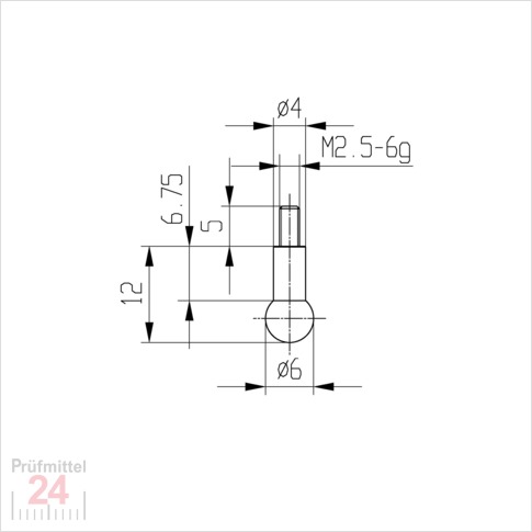 Messeinsatz für Messuhr Ø 6,0 mm Typ: 108
Stahl rostfrei  573/18 6
