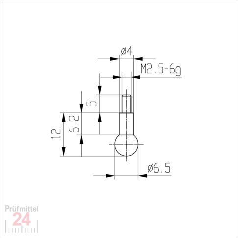 Messeinsatz für Messuhr Ø 6,5 mm Typ: 108
Stahl rostfrei  573/18 6,5
