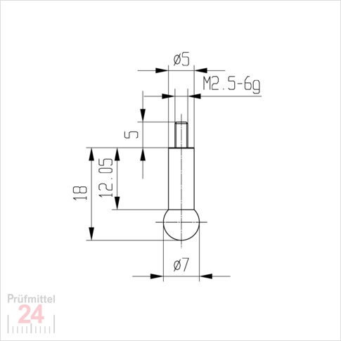 Messeinsatz für Messuhr Ø 7,0 mm Typ: 110
Stahl rostfrei  573/19 7

