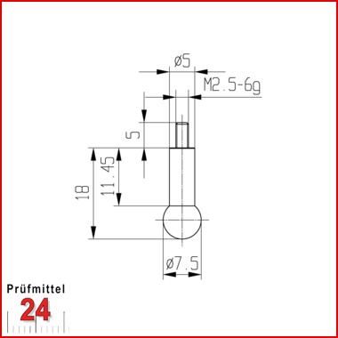 Messeinsatz für Messuhr Ø 7,5 mm Typ: 110
Stahl rostfrei  573/19 7,5
