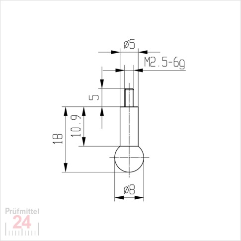 Messeinsatz für Messuhr Ø 8,0 mm Typ: 110
Stahl rostfrei  573/19 8
