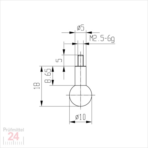 Messeinsatz für Messuhr Ø 10,0 mm Typ: 110
Stahl rostfrei  573/19 10
