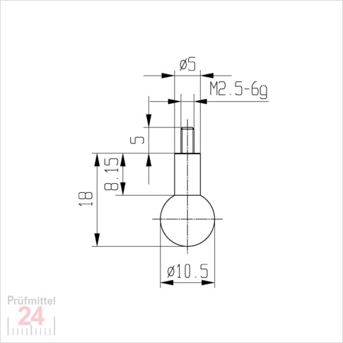 Messeinsatz für Messuhr Ø 10,5 mm Typ: 110
Stahl rostfrei  573/19 10,5
