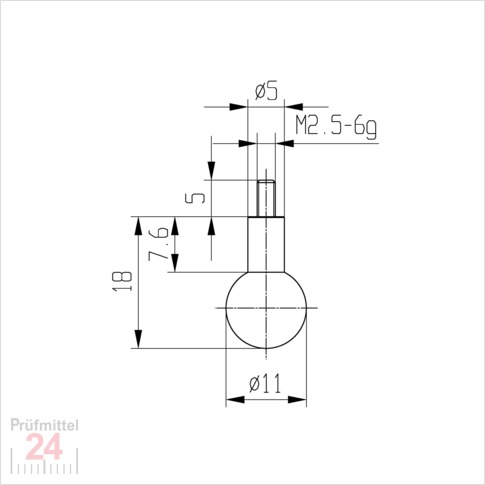 Messeinsatz für Messuhr Ø 11,0 mm Typ: 110
Stahl rostfrei  573/19 11
