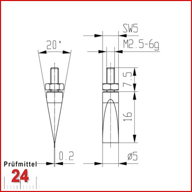 Messeinsatz für Messuhr 5 mm Typ: 111
Hartmetallbestückt  573/20 EH
schneidenförmig, Einstellmutter