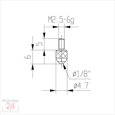 Messeinsatz für Messuhr Ø 4,5 mm Typ: 116
Stahl rostfrei  M 2/70
