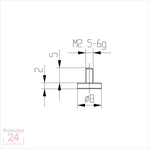 Messeinsatz für Messuhr Ø  8 mm Typ: 102
Stahl rostfrei  573/11 8
