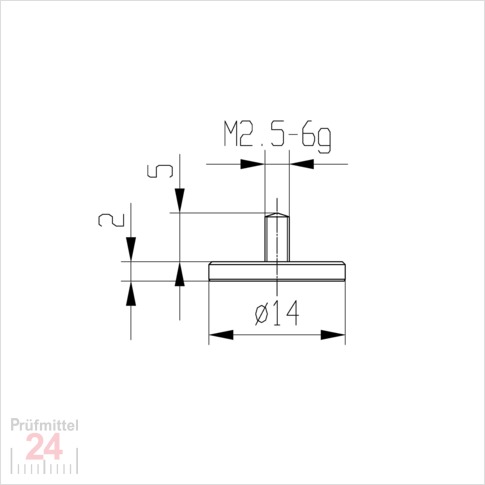 Messeinsatz für Messuhr Ø  14 mm Typ: 102
Stahl rostfrei  573/11 14
