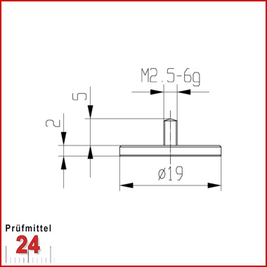 Messeinsatz für Messuhr Ø  19 mm Typ: 102
Stahl rostfrei  573/11 19
