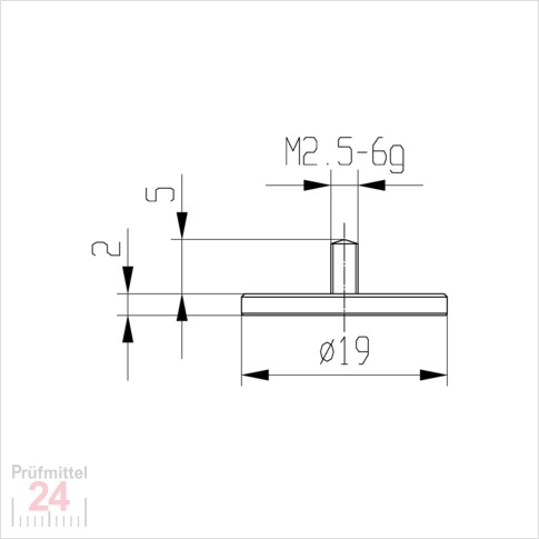 Messeinsatz für Messuhr Ø  19 mm Typ: 102
Stahl rostfrei  573/11 19
