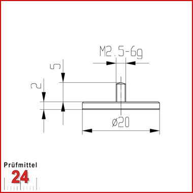 Messeinsatz für Messuhr Ø  20 mm Typ: 102
Stahl rostfrei  573/11 20
