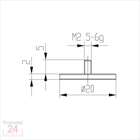 Messeinsatz für Messuhr Ø  20 mm Typ: 102
Stahl rostfrei  573/11 20
