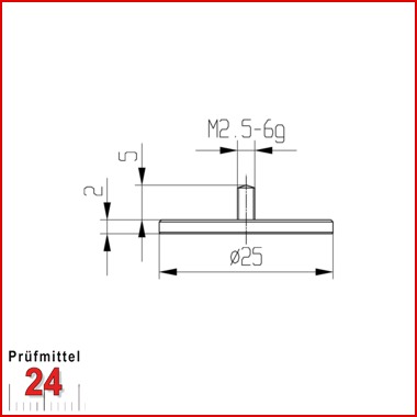 Messeinsatz für Messuhr Ø  25 mm Typ: 102
Stahl rostfrei  573/11 25
