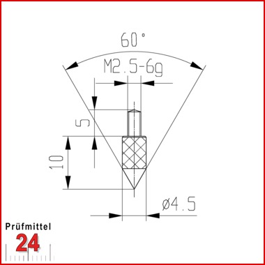Messeinsatz für Messuhr 60° Typ: 104
Stahl rostfrei  573/13-60
