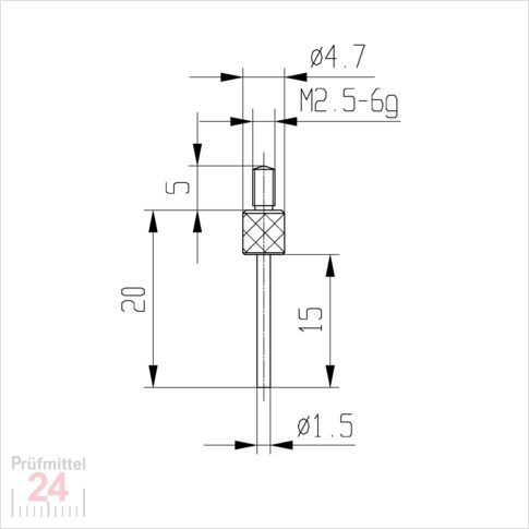 Messeinsatz für Messuhr Ø 1,5 mm Typ: 105L
Stahl rostfrei  573/14-L15
Stiftlänge: 15 mm