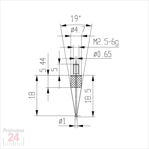 Messeinsatz für Messuhr Ø 1 mm Typ: 108R
Rubinbestückt  573/42 R 1
Rubinkugel D = 1 mm