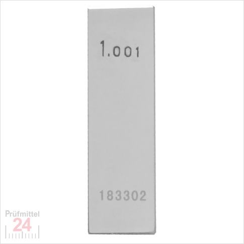 Einzel Endmaß Stahl 1,001 mm
DIN EN ISO 3650 mit Toleranzklasse: 0