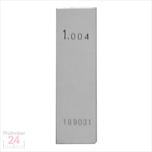 Einzel Endmaß Stahl 1,004 mm
DIN EN ISO 3650 mit Toleranzklasse: 0