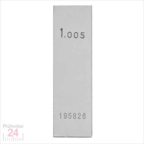Einzel Endmaß Stahl 1,005 mm
DIN EN ISO 3650 mit Toleranzklasse: 0