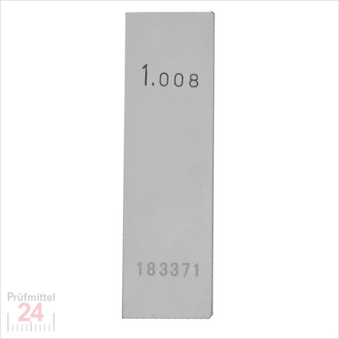 Einzel Endmaß Stahl 1,008 mm
DIN EN ISO 3650 mit Toleranzklasse: 0