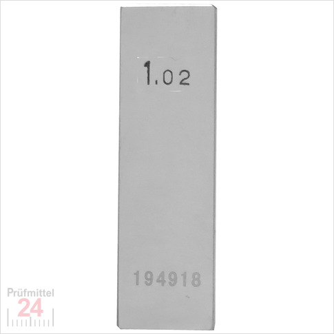 STEINLE 4201 Einzel Parallel Endmaß Stahl 1,02 mm
DIN EN ISO 3650 mit Toleranzklasse: 0