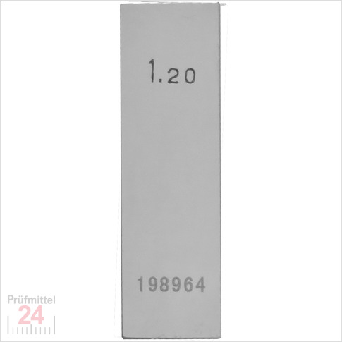 Einzel Endmaß Stahl 1,2 mm
DIN EN ISO 3650 mit Toleranzklasse: 0