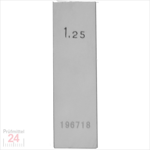 Einzel Endmaß Stahl 1,25 mm
DIN EN ISO 3650 mit Toleranzklasse: 0