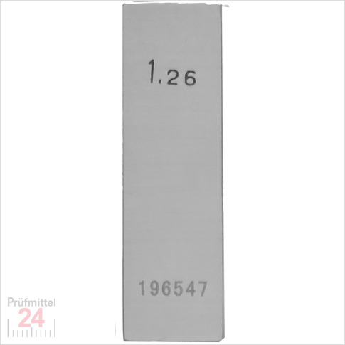 Einzel Endmaß Stahl 1,26 mm
DIN EN ISO 3650 mit Toleranzklasse: 0