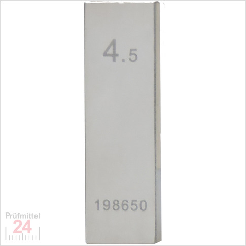 Einzel Endmaß Stahl 4,5 mm
DIN EN ISO 3650 mit Toleranzklasse: 0