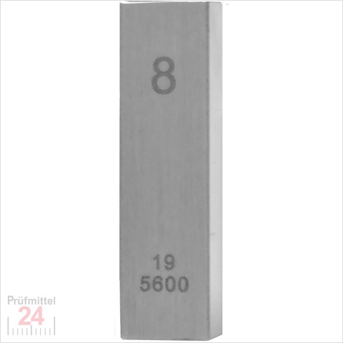 Einzel Endmaß Stahl 8 mm
DIN EN ISO 3650 mit Toleranzklasse: 0