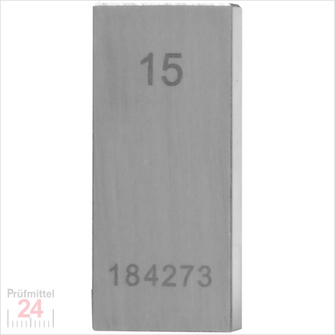 Einzel Endmaß Stahl 15 mm
DIN EN ISO 3650 mit Toleranzklasse: 0