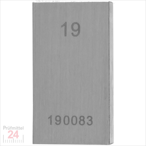 Einzel Endmaß Stahl 19 mm
DIN EN ISO 3650 mit Toleranzklasse: 0