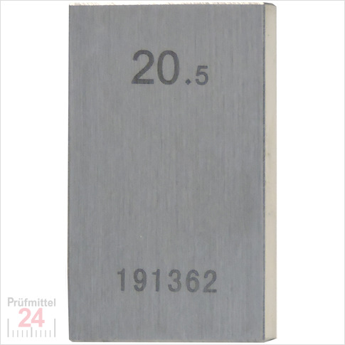 Einzel Endmaß Stahl 20,5 mm
DIN EN ISO 3650 mit Toleranzklasse: 0