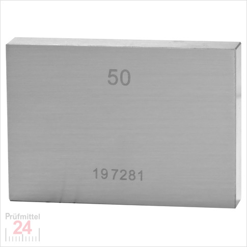 Einzel Endmaß Stahl 50 mm
DIN EN ISO 3650 mit Toleranzklasse: 0