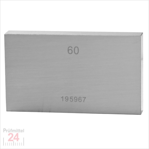 Einzel Endmaß Stahl 60 mm
DIN EN ISO 3650 mit Toleranzklasse: 0