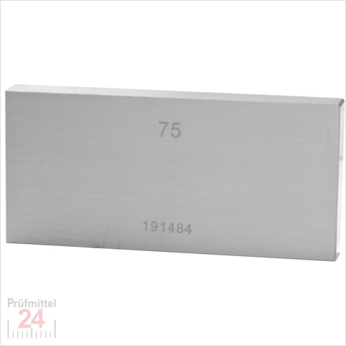 Einzel Endmaß Stahl 75 mm
DIN EN ISO 3650 mit Toleranzklasse: 0