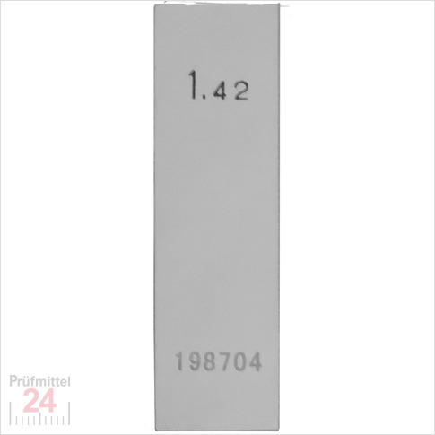 STEINLE 4202 Einzel Parallel Endmaß Stahl 1,42 mm
DIN EN ISO 3650 mit Toleranzklasse: 1