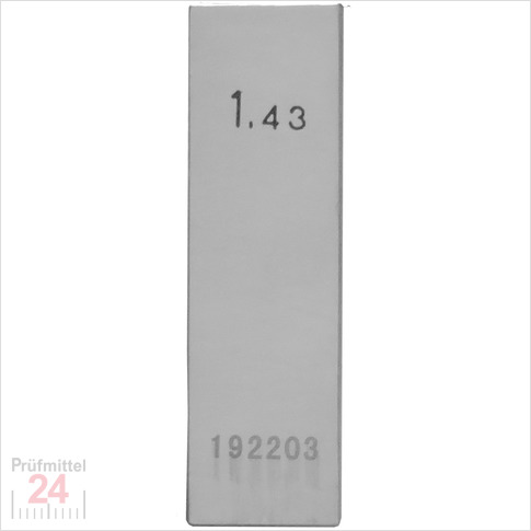 STEINLE 4202 Einzel Parallel Endmaß Stahl 1,43 mm
DIN EN ISO 3650 mit Toleranzklasse: 1