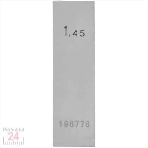 STEINLE 4202 Einzel Parallel Endmaß Stahl 1,45 mm
DIN EN ISO 3650 mit Toleranzklasse: 1