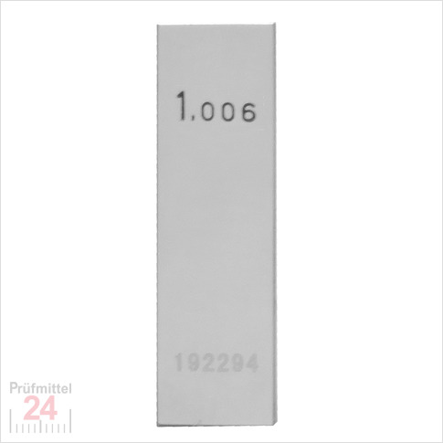 STEINLE 4213 Einzel Parallel Endmaß Stahl 1,006 mm
DIN EN ISO 3650 mit Toleranzklasse: 2