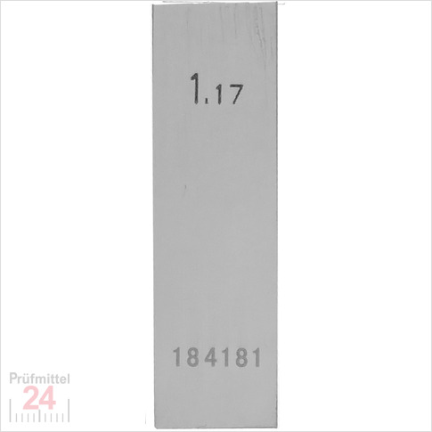 STEINLE 4213 Einzel Parallel Endmaß Stahl 1,17 mm
DIN EN ISO 3650 mit Toleranzklasse: 2
