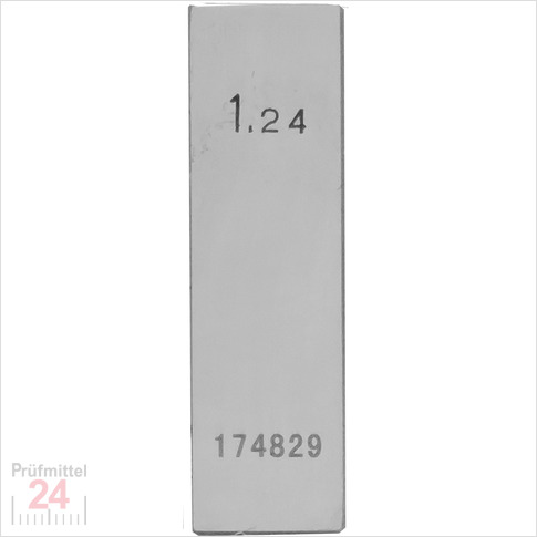STEINLE 4213 Einzel Parallel Endmaß Stahl 1,24 mm
DIN EN ISO 3650 mit Toleranzklasse: 2