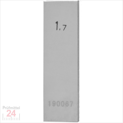 STEINLE 4213 Einzel Parallel Endmaß Stahl 1,7 mm
DIN EN ISO 3650 mit Toleranzklasse: 2